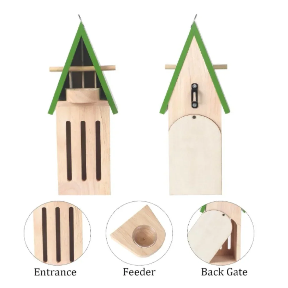 Wooden Butterfly House w/ Feeder - Wildlife World Butterfly Shelter Hotel